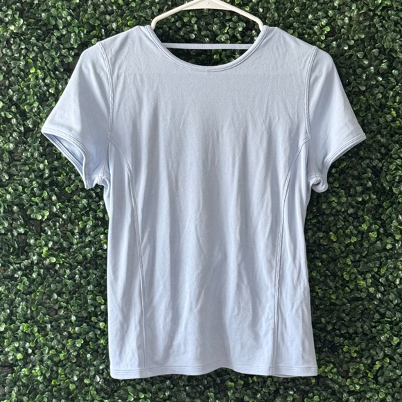 LULULEMON Lululemon Twist-Back Soft Ribbed Short-Sleeve Top in BLUE LINEN - Picture 7 of 14